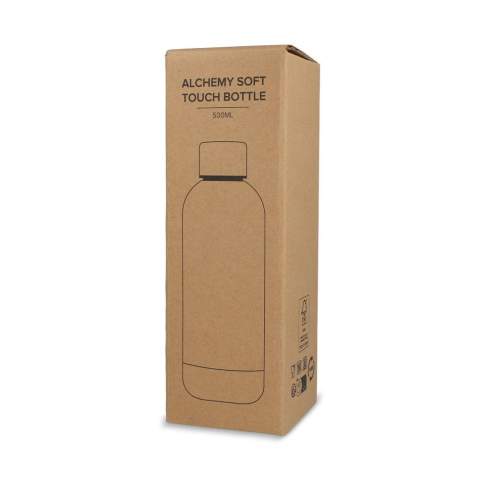 Profitez de la sensation luxueuse et douce de notre bouteille Alchemy soft touch de 500 ml. Son design premium et sa prise en main confortable en font un choix idéal pour l'hydratation quotidienne. Disponible en plusieurs couleurs promotionnelles et tendance. Fabriqué en acier inoxydable recyclé.