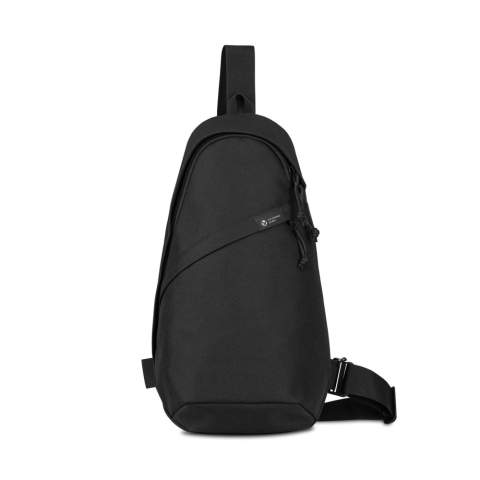 A modern and sustainable update to a classic sling bag using recycled fabric and webbing made from plastic bottles. Front zippered pocket for storing accessories. Dual zippered opening to large main compartment. Adjustable, ambidextrous shoulder strap for customised wearing.Includes AWARE™ Virtual ID & Product passport, which delivers an indisputable way to track and validate textile composition impact from origin to consumer. To access, scan the QR code located inside the product or visit wearaware.co to learn more. Available across both sides of the Atlantic. This item is also offered by Gemline for customers in the US and Canada.<br /><br />PVC free: true