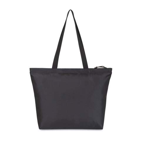 Sac tote classique, moderne et durable en utilisant du tissu recyclé et des sangles fabriquées à partir de bouteilles en plastique recyclées. Ouverture zippée vers le grand compartiment principal. Pochette intérieure pour ranger votre bouteille d'eau. Disponible des deux côtés de l'Atlantique. Cet article est également proposé par Gemline pour les clients des États-Unis et du Canada.<br /><br />PVC free: true