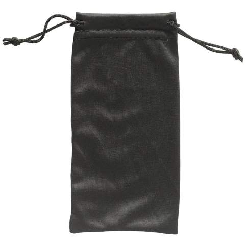 Pouch for glasses or sunglasses. This pouch is made of microfiber material and can be used to store or clean your glasses.