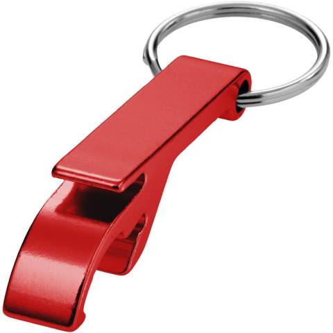Being able to open a bottle or can anytime, anywhere while also promoting a brand in a sophisticated way, the Tao bottle and can opener keychain is the perfect accessory. The keychain is made of aluminium, making it strong and lightweight. Combined with the metallic finish, a printed logo on the keychain makes it stand out even more. 