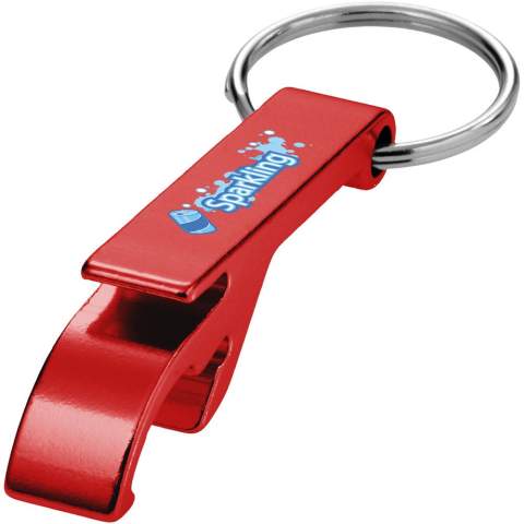Being able to open a bottle or can anytime, anywhere while also promoting a brand in a sophisticated way, the Tao bottle and can opener keychain is the perfect accessory. The keychain is made of aluminium, making it strong and lightweight. Combined with the metallic finish, a printed logo on the keychain makes it stand out even more. 