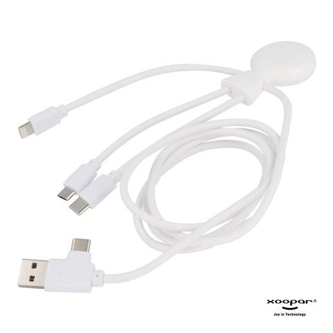 Nachhaltiges Produktset, Kabel und Batteriehalter sind aus recyceltem Kunststoff hergestellt. Tragbarer Akku mit 7000 mAh, kann Ihr Telefon bis zu 2,5 Mal aufladen. Tragbarer Multikabel-Adapter mit USB, Lightning, Typ C, Micro-USB.