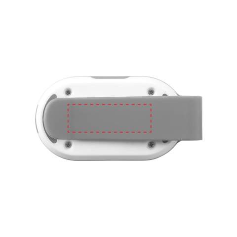 Reflektorlampe mit eingefärbtem Clip. Zwei Leuchtoption: anhaltend weiß oder rot blinkend. Inkl. Knopfbatterien.