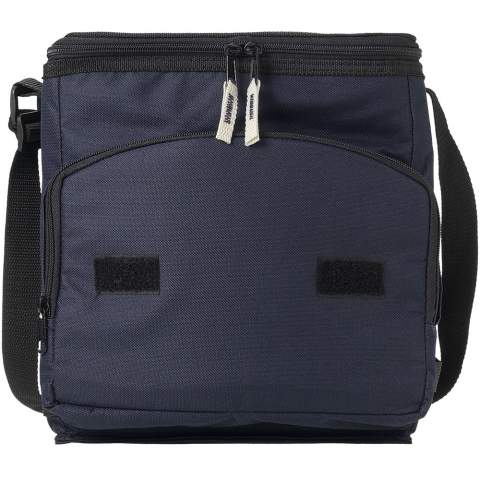 Foldable cooler bag with zipped main compartment and zipper front pocket. Adjustable shoulder strap. The cooler bag can be folded flat due to the hook & loop on front pocket. Accessories not included.
