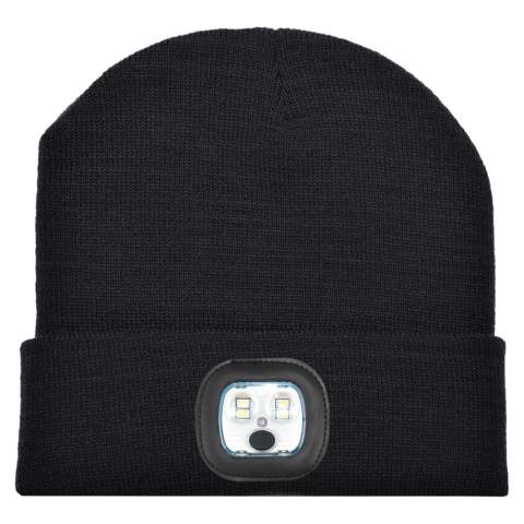 Stand out in the dark! With this hat of 100% polyacryl including a LED light on the front, you will be well visible in the dark days. Complete the hat with your own design by adding a label. This cool product is a great promotional item to make your company stand out. The lamp is rechargeable via USB port and can be removed from the hat so that it can be washed.