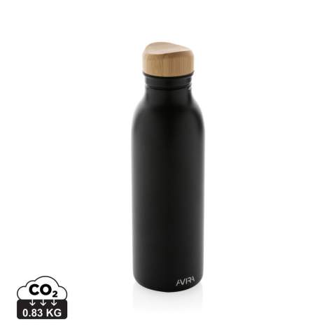 The Avira Alcor RCS certified recycled stainless steel water bottle is a reliable choice for staying hydrated on-the-go. The water bottle will help reducing your environmental impact while providing long lasting use. Its single wall construction ensures that it's lightweight and easy to carry, and its leak-proof lid keeps your drink secure while you're on the move. Made with RCS (Recycled Claim Standard) certified recycled materials. RCS certification ensures a completely certified supply chain of the recycled materials. Total recycled content: 75% based on total item weight. Capacity 600ml. Including FSC®-certified kraft packaging. Repurpose the box into a phone holder, pencil holder or flower pot!