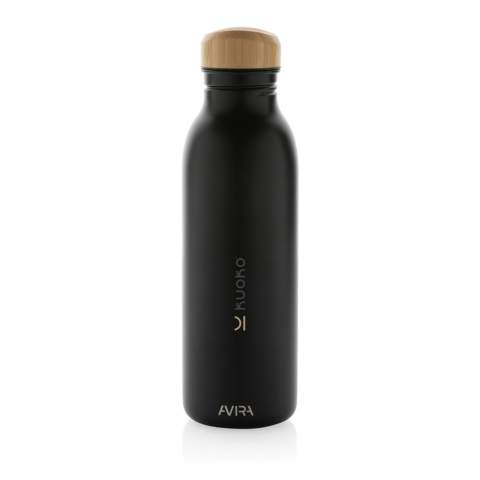 The Avira Alcor RCS certified recycled stainless steel water bottle is a reliable choice for staying hydrated on-the-go. The water bottle will help reducing your environmental impact while providing long lasting use. Its single wall construction ensures that it's lightweight and easy to carry, and its leak-proof lid keeps your drink secure while you're on the move. Made with RCS (Recycled Claim Standard) certified recycled materials. RCS certification ensures a completely certified supply chain of the recycled materials. Total recycled content: 75% based on total item weight. Capacity 600ml. Including FSC®-certified kraft packaging. Repurpose the box into a phone holder, pencil holder or flower pot!