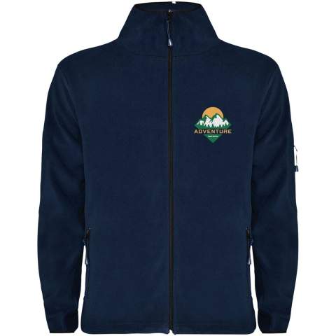 Micro fleece sweat jacket for everyday use with high collar, long sleeves and contrasting rib. Pocket with contrasting zip on left sleeve and front contrasting zip. Seams on sides and chest. Elbow pads in same fabric.
