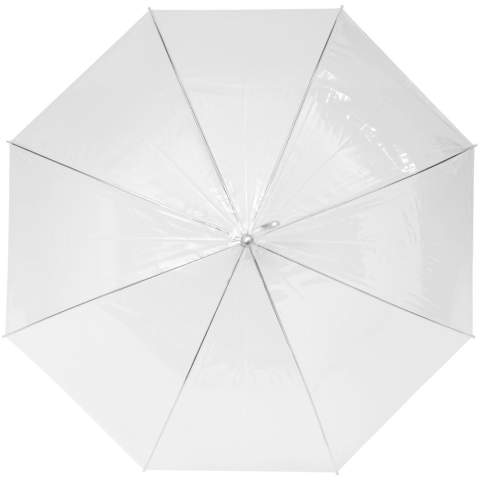 Parapluie 23", avec mât et baleines en métal et poignée en plastique.