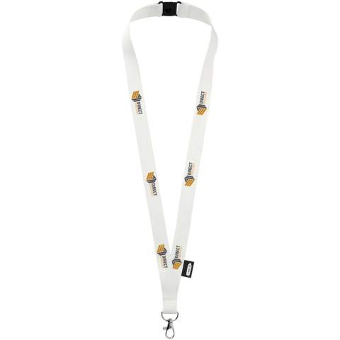 Recycled PET lanyard with breakaway closure. High quality oval hook with lobster clip that is ideal for holding a name badge, ID card, or keys.