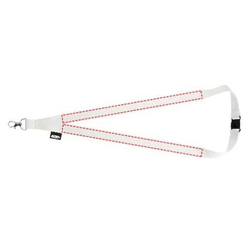 Recycled PET lanyard with breakaway closure. High quality oval hook with lobster clip that is ideal for holding a name badge, ID card, or keys.