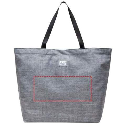 Simple design, recycled materials — this utilitarian hero is your do-it-all tote bag. The bag is crafted from EcoSystem™ 600D fabric and liner, both made from 100% recycled post-consumer water bottles. The tote bag has a metal snap closure and smooth webbing top-carrying handles for ultimate comfort. 