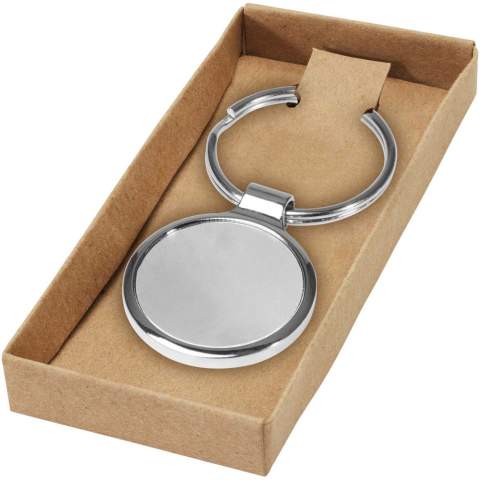 Hand polished round key chain with high gloss finish.