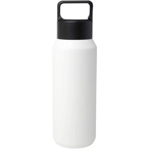 Bouteille isotherme sous vide en acier inoxydable à double paroi en cuivre, certifiée RCS et dotée d’un couvercle avec mousqueton intégré pour un accrochage facile à un sac ou à une ceinture. Convient également aux boissons gazeuses. Livré dans un coffret cadeau en carton recyclé. Capacité : 600 ml.