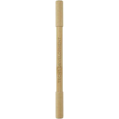 Le duo de stylos Samambu en bambou a deux têtes : 1 stylo à bille et 1 stylo sans encre. Le côté sans encre ne nécessite pas de cartouches d'encre ou de recharge. La pointe en graphite noir du stylo est conçue pour laisser des traces visibles lorsqu'elle entre en contact avec la surface d'écriture. Le choix d'un stylo sans encre en bambou favorise des choix plus durables et encourage l'utilisation de matériaux renouvelables. Le stylo bille est doté d'une encre bleue, d'une mine de 1,00 mm et d'une longueur d'écriture de 600 mètres. Longueur d'écriture du stylo sans encre : 1500 mètres.