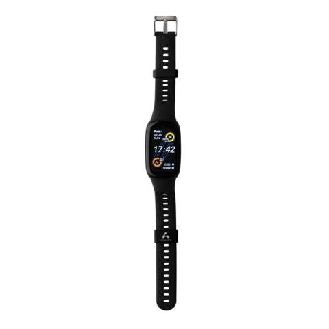 The tracker that helps you find more energy and makes you feel at your best. The tracker is waterproof (IP67) with comfortable recycled TPU  wristband to wear the bracelet both day and night. With easy to use large 1.47” Full touch OLED colour screen. Made with RCS (Recycled Claim Standard) certified recycled TPU  armband and ABS frame. Total recycled content: 28% based on total item weight. RCS certification ensures a completely certified supply chain of the recycled materials. Including free APP. BT5.0. Functions: Message reminder, Intelligent alarm clock, Clock, Step count, Distance, Calories, Heart rate & Blood pressure monitoring, Blood oxygen monitoring, Multi-sport mode (11) ,Walking, Running Mode, Riding mode, Sit-up mode etc.), Music control, Message notifications, Sleep mode, Incoming call, Stopwatch. Start your healthier lifestyle today. Standby time of 20 days and working time up to 10 days. Packed in FSC® mix kraft packaging. Item and accessories 100% PVC free.<br /><br />HasBluetooth: True<br />PVC free: true