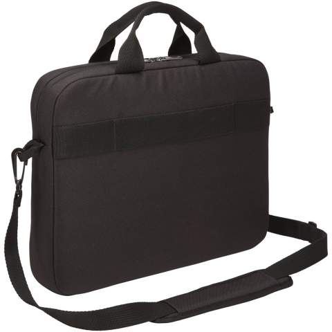 Features a main compartment with a padded 14" laptop sleeve and a 10.1" tablet pocket. Comes with a front organization panel to store pens, small electronics and cables. The front pocket contains a hidden zipper to keep phone secure and accessible. Contains removable, padded and adjustable shoulder straps, padded top handles and trolley tunnel. Case Logic warranty: 25 years.