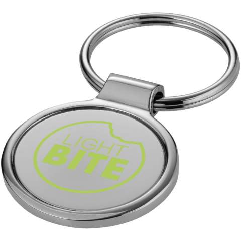 Hand polished round key chain with high gloss finish.