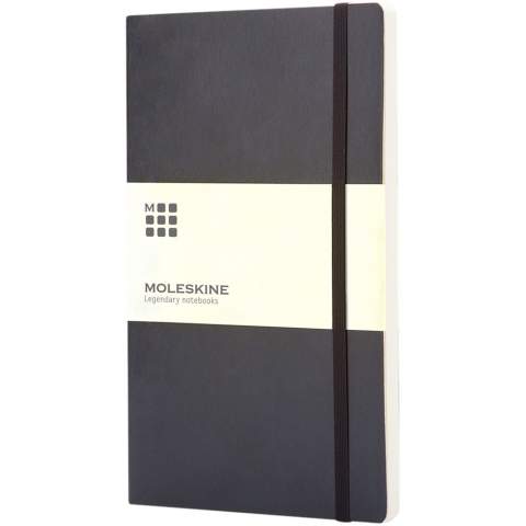 The Moleskine Classic soft cover notebook has a flexible cover in a range of bright colours. It has rounded corners, elasticated closure and ribbon bookmark. Our standard option includes 192 ivory-coloured plain pages. Contains 192 ivory coloured plain pages.