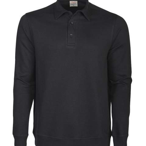 Sweatshirt met polokraag. 2 x 2 rib met elastaan aan de boord onderaan en aan de manchetten. Oeko-Tex 100 gecertificeerd.