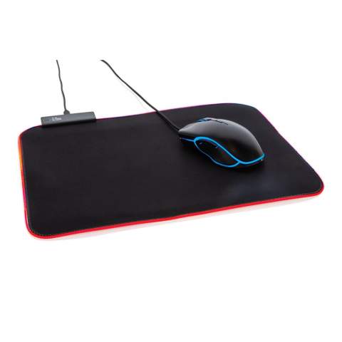 Become a gaming hero with this RGB gaming mousepad. Low friction surface ensures fast and precise tracking for both optical and laser sensor. The nylon mousepad is extra thick to ensure complete control and comfort during your gaming sessions. With anti-slip base to stay in place even in heated gaming moments. With integrated RGB lights that can be set in 15 different modes.  Durable 180 cm wear proof woven cable for extra-long lasting usage. The RGB light can be operated by touch control. Operating voltage: 5V. Item and cable are PVC free.<br /><br />PVC free: true