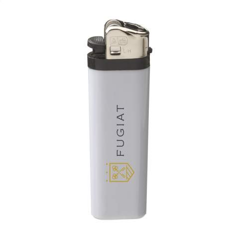 High quality lighter from the brand Flameclub®, with an adjustable flame. Equipped with child lock. Equipped with child lock. NEN-certified: EN13869. TÜV-certified and ISO-certified: ISO9994. Lighter are only supplied with print.