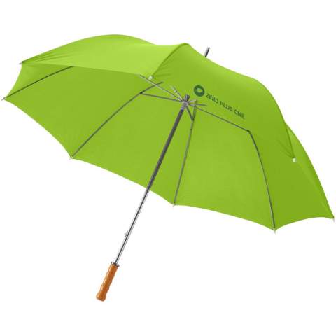 Le parapluie de golf Karl 30" garantit une partie de golf sans pluie et se glisse parfaitement dans un sac de golf avec des clubs. Grâce à son mécanisme manuel à fonctionnement souple, le parapluie est facile à ouvrir à la main. Le parapluie est équipé d'une armature et de baleines en métal et terminé par une élégante poignée en bois. En outre, le parapluie est disponible en plusieurs couleurs et se prête à plusieurs possibilités d'impression. 