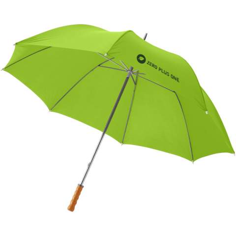 Le parapluie de golf Karl 30" garantit une partie de golf sans pluie et se glisse parfaitement dans un sac de golf avec des clubs. Grâce à son mécanisme manuel à fonctionnement souple, le parapluie est facile à ouvrir à la main. Le parapluie est équipé d'une armature et de baleines en métal et terminé par une élégante poignée en bois. En outre, le parapluie est disponible en plusieurs couleurs et se prête à plusieurs possibilités d'impression. 