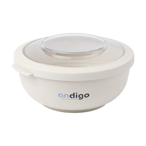 Bol réutilisable en plastique PP de la marque Amuse. A utiliser pour les poke bowls, les salades et autres repas froids. Empilable pour un gain de place. Couvercle en Tritan transparent pour voir ce qu'il y a dans le bol. Directement du réfrigérateur à la table. Pratique à la maison ou en déplacement. Sans BPA. Convient au micro-ondes (sans couvercle), au congélateur et au lave-vaisselle jusqu'à 65°C. Le lavage à la main est recommandé pour préserver l’impression. Capacité 1000 ml. Fabriqué en Belgique.