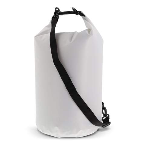 Waterwerende tas voor bijvoorbeeld op het strand, op de boot of tijdens een wandeling. Gevuld met lucht blijft de tas in noodgevallen ook tijdelijk op het water drijven. Met de extra ring en karabijnhaken is deze tas ook eenvoudig als schoudertas te gebruiken. Waterafstotend IPX6, bestand tegen hoge druk waterstromen uit alle richtingen. Houd de tas niet onder water.