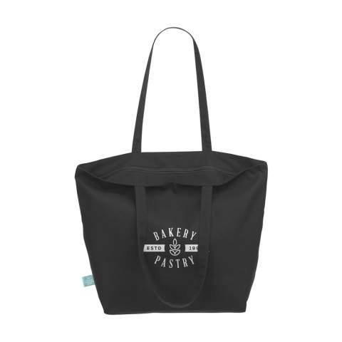 WoW! Einkaufstasche mit langen Henkeln aus 100% fest gewebtem, extra schwerem Bio-Canvas (320 g/m²). Mit langen Griffe und Reißverschluss. Die großzügige, robuste Tasche bietet viel Platz. GOTS-zertifiziert. GRS-zertifiziert. Gesamtes recyceltes Material: 95%. Fassungsvermögen ca. 28 Liter.
