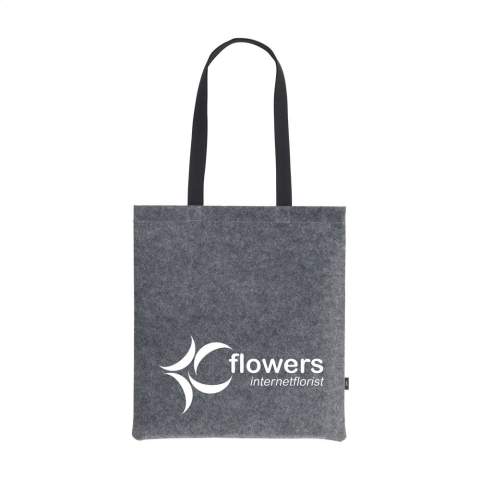WoW! Robuster Shopper aus dickem RPET Qualitätsfilz mit langen, gewebten Baumwollgriffen. GRS-zertifiziert. Gesamtes recyceltes Material: 75%.
