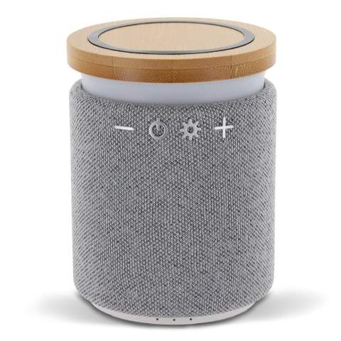 Beautiful and stylish wireless speaker with bamboo inlay. The unique 2-in-1 speaker also functions as a wireless charging station. Charging cable included. Comes packaged in a gift box.