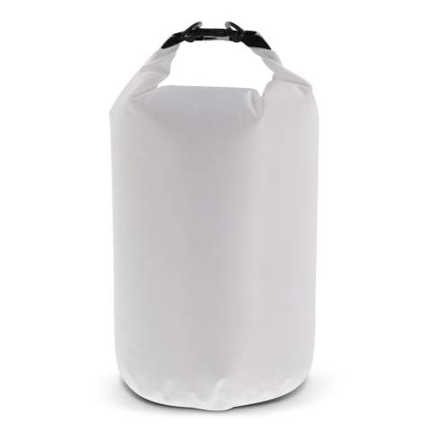 Waterwerende tas voor bijvoorbeeld op het strand, op de boot of tijdens een wandeling. Gevuld met lucht blijft de tas in noodgevallen ook tijdelijk op het water drijven. Met de extra ring en karabijnhaken is deze tas ook eenvoudig als schoudertas te gebruiken. Waterafstotend IPX6, bestand tegen hoge druk waterstromen uit alle richtingen. Houd de tas niet onder water.
