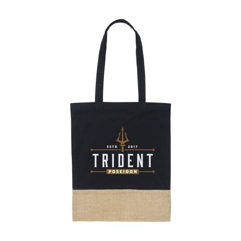 WoW! Sturdy ECO shopping bag made from 100% organic cotton (160 g/m²) combined with tough jute. With long handles. Capacity approx. 8 litres.