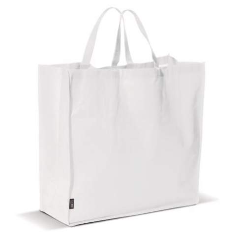 Large non-woven shopping bag with cardboard inlay. Large print area.