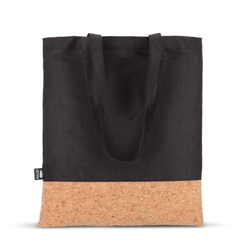 Diese strapazierfähige Tragetasche aus 300D recyceltem PET und Kork trägt ein maximales Gewicht von 10 kg. Perfekt für den täglichen Gebrauch. Hergestellt aus R-PET.