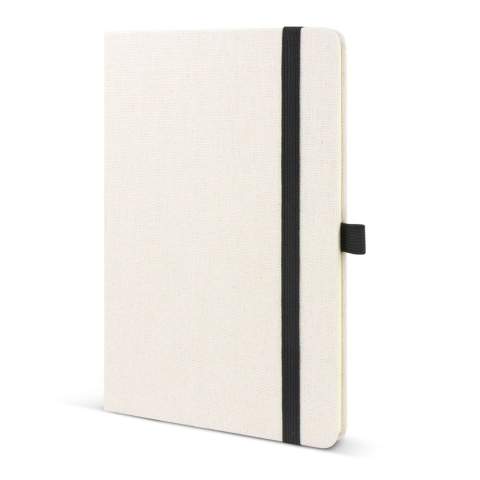 Elevate your writing experience with this eco-conscious notebook! Crafted from recycled cotton &amp; R-PET, it houses FSC-certified 70gsm pages. Enhanced with a wider elastic band, pen loop, and ribbon—your sustainable companion for organized and conscious note-taking. Made with GRS certified material.