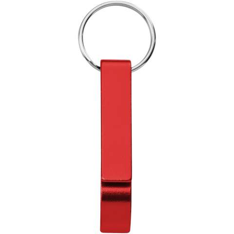 The strong and lightweight Tao bottle and can opener with keychain is made of 83% RCS certified recycled aluminium. The Recycled Claim Standard (RCS) verifies the recycled content of a product throughout the entire supply chain. Available in a variety of striking colours with a metallic finish, making a printed logo stand out nicely.