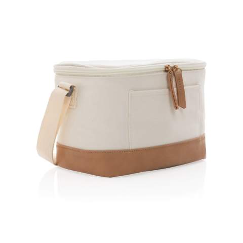 Packen Sie Ihre Lieblingsspeisen oder -getränke in diese schicke Kühltasche! Diese Kühltasche aus recyceltem Canvas bietet Platz für bis zu 6 Dosen zudem hat sie eine offene Vordertasche und einen Griff zum einfachen Tragen. Hergestellt aus hochwertigem recyceltem Canvas und mit schicken PU-Details. Der AWARE™ Tracer validiert die tatsächliche Verwendung von recyceltem Canvas. Zudem werden 2% des Erlöses jedes verkauften Impact-Produkts werden an Water.org gespendet. Zusammensetzung 60% recycelte Baumwolle und 40% recycelter Polyester. Das Futter aus PEVA.<br /><br />PVC free: true