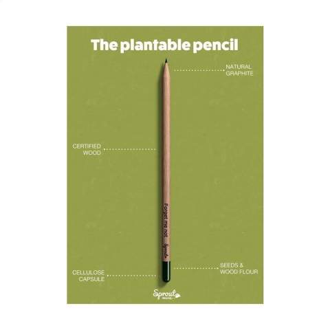 Sproutworld-Bleistift mit einer inspirierenden Botschaft für die Natur. Dieser ungespitzte Bleistift ist aus Holz gefertigt. Am Ende des Bleistifts ist eine Kapsel (aus Zellulose) angebracht, die einige Samen enthält. Wenn der Stift zu klein geworden ist, um ihn zu verwenden, pflanzen Sie den Stift mit der Kapsel in die Erde. Nach etwa 2–3 Wochen keimen die Samen und entwickeln sich zu wunderschönen Blumen, duftenden Kräutern oder Gemüse. Wählen Sie aus verschiedenen Typen. Der Name der Pflanze ist standardmäßig in den Bleistift eingraviert. Der Bleistift enthält kein Blei und ist daher völlig sicher. Made in Europe. Zusatzartikel W387: Bunte Karte aus Karton zum Einlegen des Bleistifts. Die Karte enthält englischsprachige Informationen über das Produkt und verleiht dem Produkt einen exklusiven Aufmerksamkeitswert.