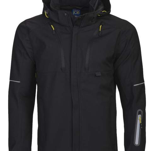 • functionele drielagige softshell<br />• wind- en waterafstotend<br />• stormflap met boven- en onderaan een drukknoop<br />• afneembare en verstelbare capuchon<br />• twee schuinlopende, verticale borstzakken, de linker met telefoonzakje<br />• twee zijzakken met ritssluiting<br />• mouwzakje met ritssluiting<br />• ventilatiegaten met ritssluiting onder de arm<br />• verlengd rugpand<br />• reflecterende biezen op de mouwen en de rug<br />• met fleece gevoerde kraag<br />• aanpasbare taille met trekkoord<br />• aanpasbare manchetten met velcro<br />• WP 8000, MVP 8000