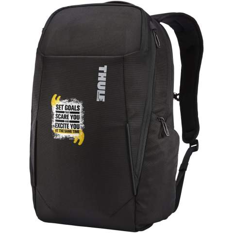 A professional eco-friendly travel backpack that can hold a 15" MacBook® or 15.6" PC, and a 10" tablet in separate compartments. Includes a hidden SafeZone compartment to protect a phone, sunglasses or other smaller items. Multiple pockets for storage of accessories, mesh-wrapped EVA shoulder straps and adjustable sternum strap, making it more comfortable to carry.