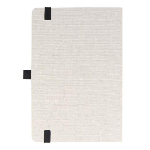 Elevate your writing experience with this eco-conscious notebook! Crafted from recycled cotton &amp; R-PET, it houses FSC-certified 70gsm pages. Enhanced with a wider elastic band, pen loop, and ribbon—your sustainable companion for organized and conscious note-taking. Made with GRS certified material.