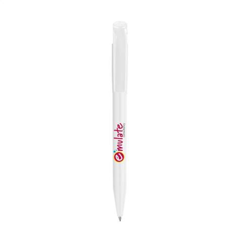 Stylo à encre bleue de la marque Stilolinea®, avec bouton poussoir coloré. Fabriqué en Italie.