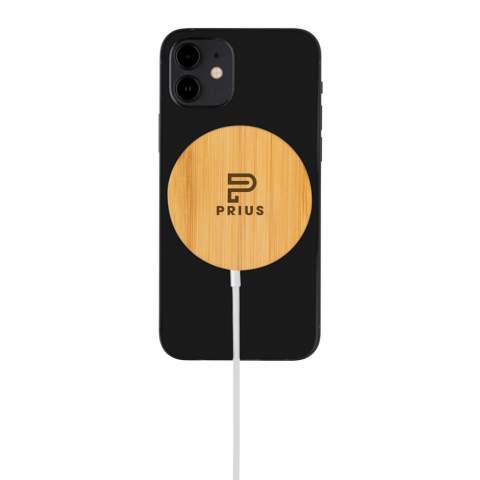 Chargeur magnétique sans fil en bambou 10W compatible avec tous les appareils QI (IPhone 8 et plus et appareils Android). Les aimants sont parfaitement alignés afin de toujours assurer la bonne position de chargement sur votre téléphone. Entrée DC 5V/1,5A ; sortie 5V/2,0A (10W) 11 aimants N52H de qualité résistants à la chaleur intégrés. Câble micro USB de 100 cm en TPE inclus.<br /><br />WirelessCharging: true<br />PVC free: true