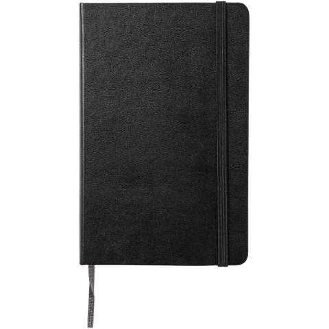 The Moleskine Classic hard cover notebook is now available in a medium size. It has the iconic rounded corners, elasticated closure and ribbon book marker. Expandable internal pocket to back cover. Contains 208 ivory-coloured ruled pages.
