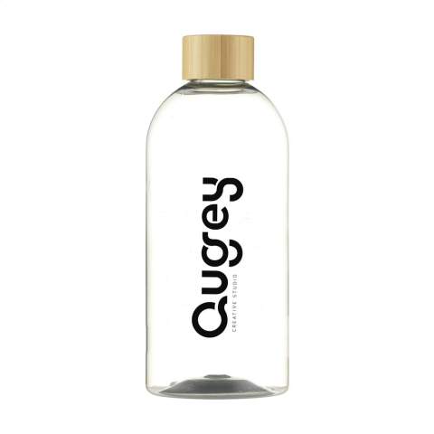 WoW! Drinking bottle made from 100% RPET. With bamboo screw cap. Leak proof. Not dishwasher-safe. Capacity 500 ml. Made in Europe. Optional: Each item supplied in a kraft cardboard box and/or with a kraft tag.
