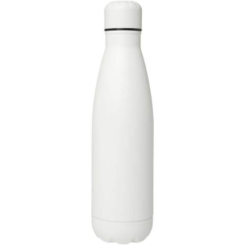 Vakuumisolierte Edelstahlflasche mit kultigem Design. Der isolierte 18/8 Edelstahl hält Getränke über mehrere Stunden heiß oder kalt. Geprüft und zugelassen nach deutschem Lebensmittelsicherheitsgesetz (LFGB) und auf Phthalatgehalt gemäß REACH Verordnung getestet. Mit einem Sockel, der in die meisten Getränkehalter passt, ist diese schlanke Wasserflasche ein perfekter Werbeartikel. Das Fassungsvermögen beträgt 500 ml. Verpackt in einer Geschenkbox aus Recyclingkarton.